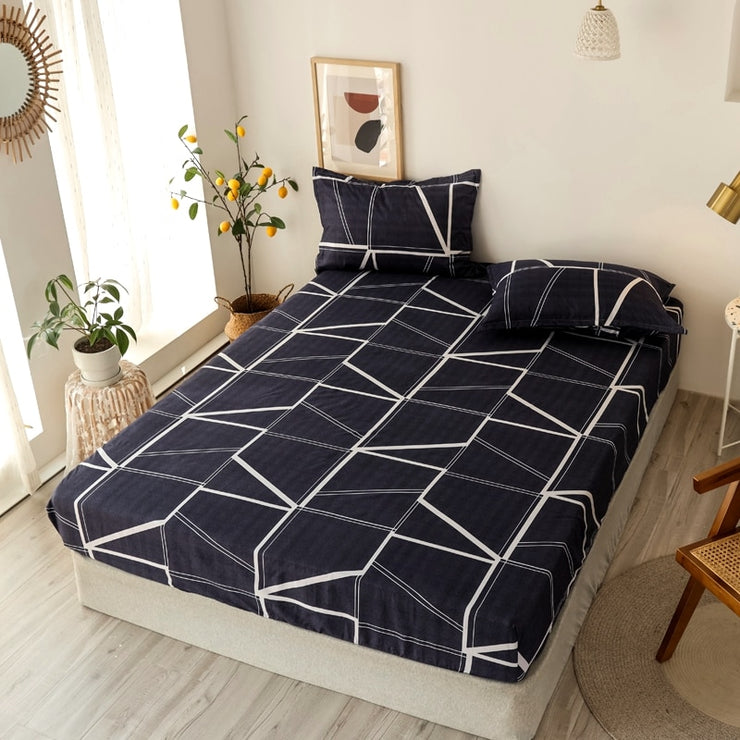 Pattern Stitching 3 pcs Fitted Bed Sheets