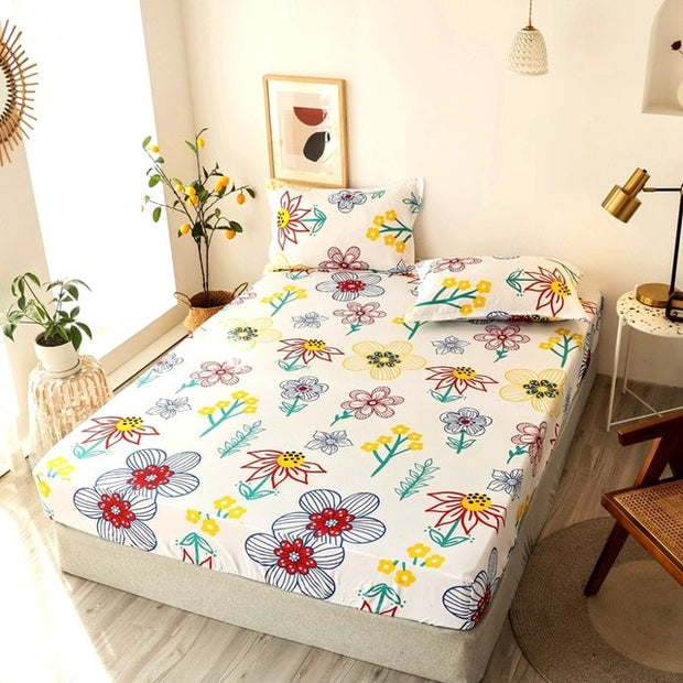 Pattern Stitching 3 pcs Fitted Bed Sheets