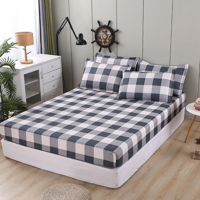 Pattern Stitching 3 pcs Fitted Bed Sheets