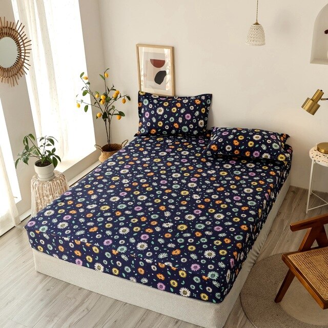 Pattern Stitching 3 pcs Fitted Bed Sheets