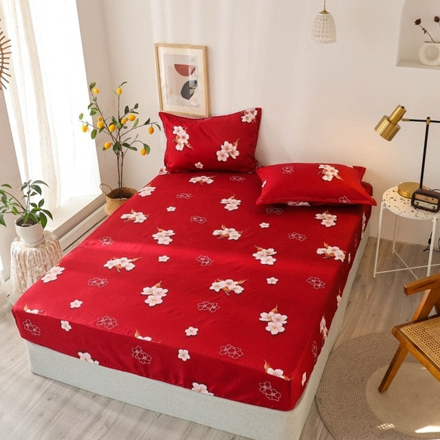 Pattern Stitching 3 pcs Fitted Bed Sheets