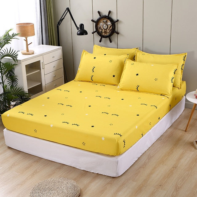 Pattern Stitching 3 pcs Fitted Bed Sheets