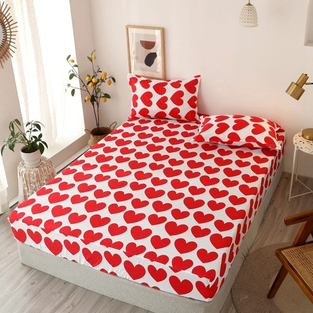 Pattern Stitching 3 pcs Fitted Bed Sheets