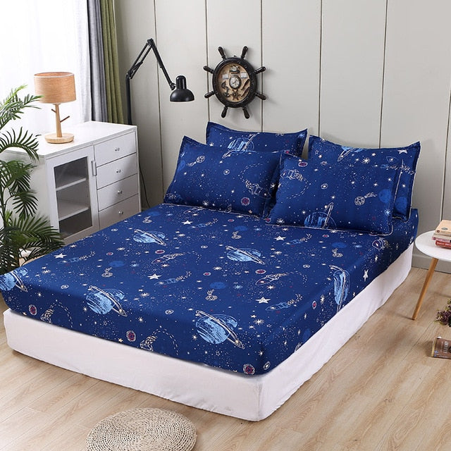 Pattern Stitching 3 pcs Fitted Bed Sheets