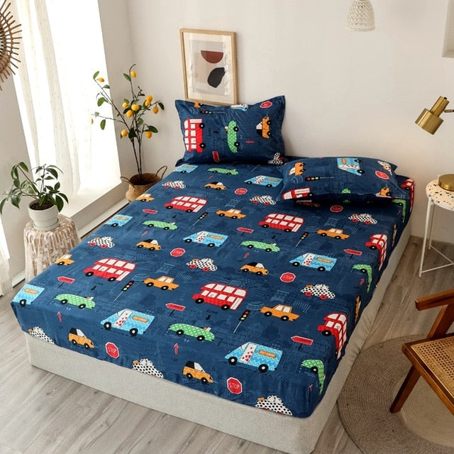 Pattern Stitching 3 pcs Fitted Bed Sheets