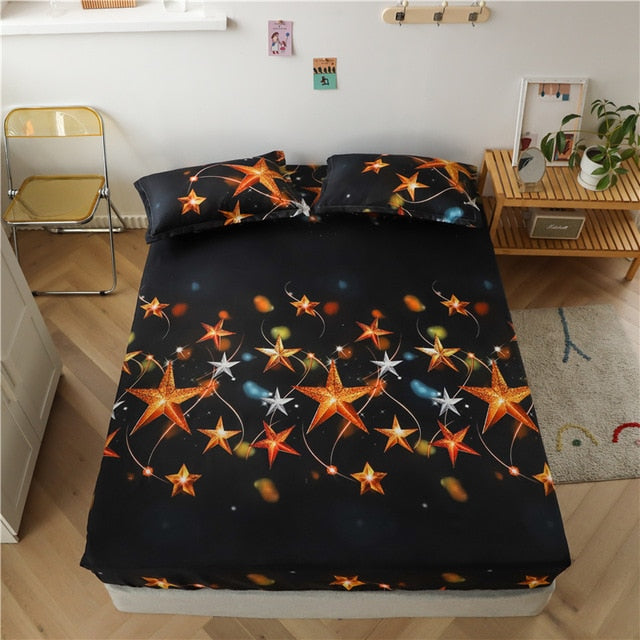 Pattern Stitching 3 pcs Fitted Bed Sheets