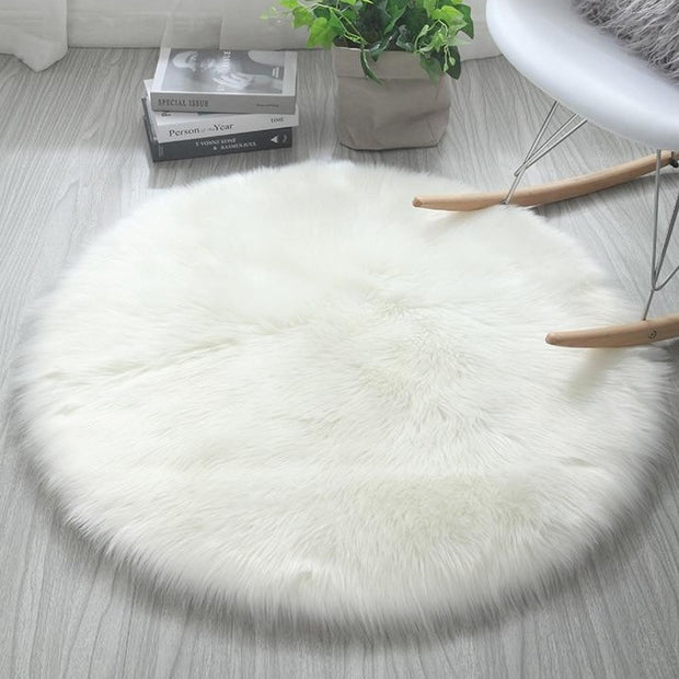Round Soft Faux Sheepskin Fur Area Rugs